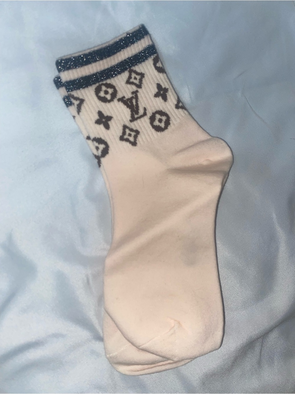 Luxury Monogram Ankle Socks in Light Pink